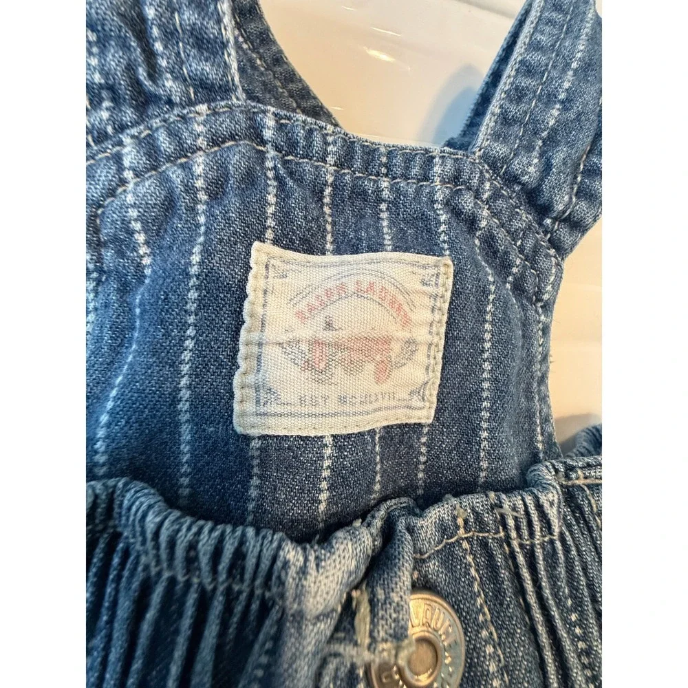 Ralph Lauren‎ Kids Blue Hickory Stripe Denim Overalls 3-6M